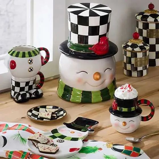 Cozy Christmas Snowman Stacking Mugs, Set of 3(Mackenzie Childs)