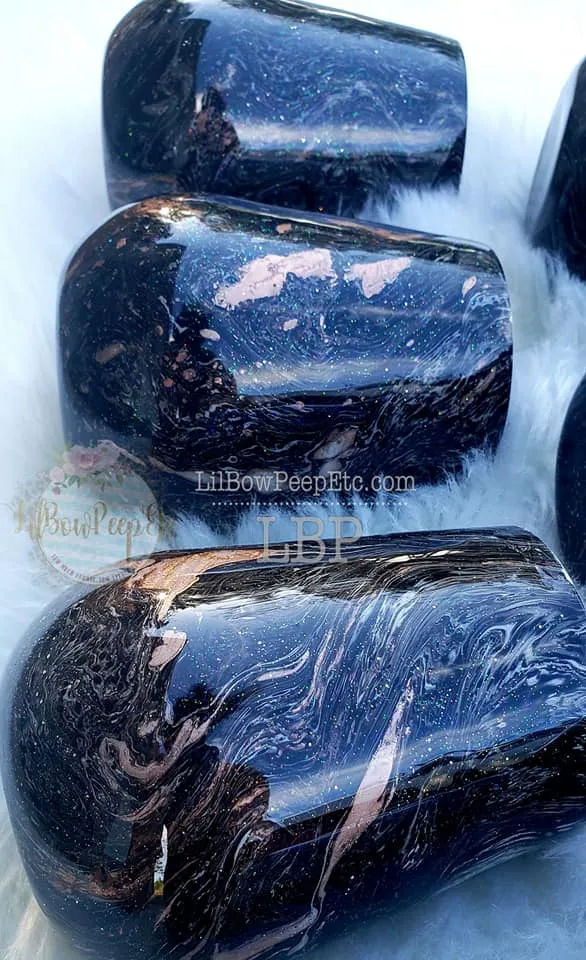 Custom Black and Gold Hydrodipped Wine Tumbler Cup
