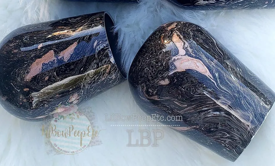 Custom Black and Gold Hydrodipped Wine Tumbler Cup