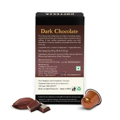 Dark Chocolate Flavoured Aluminium Coffee Capsules Nespresso Compatible