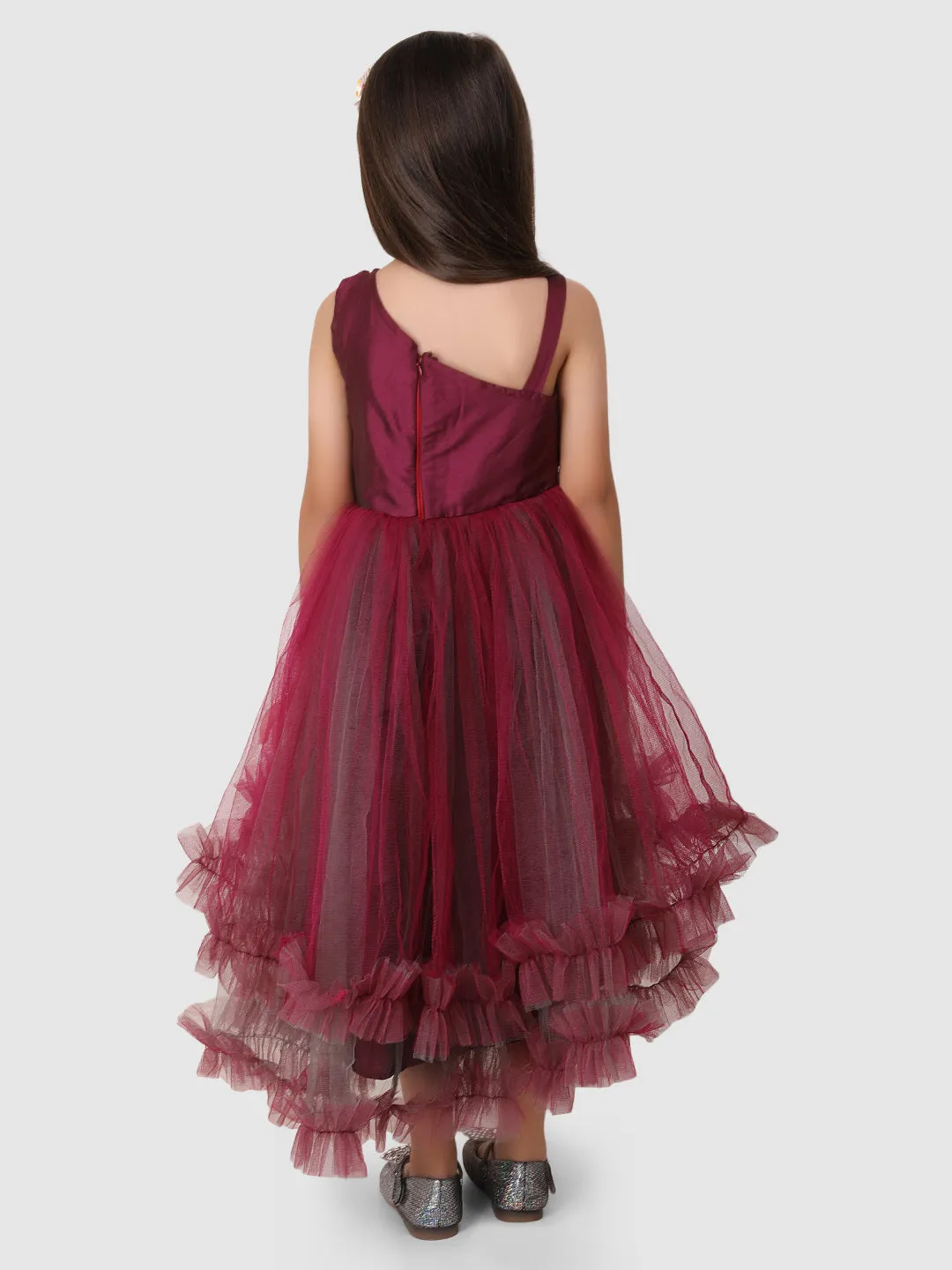 Dual shade Asymmetric Sequence Flared Dress