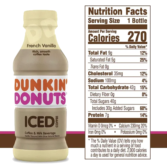 Dunkin' Donuts Iced Coffee, French Vanilla 13.7 fl