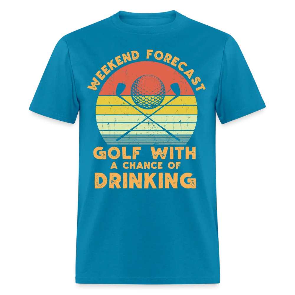 Golf With A Chance Of Drinking T-Shirt (Golf Humor Tee)