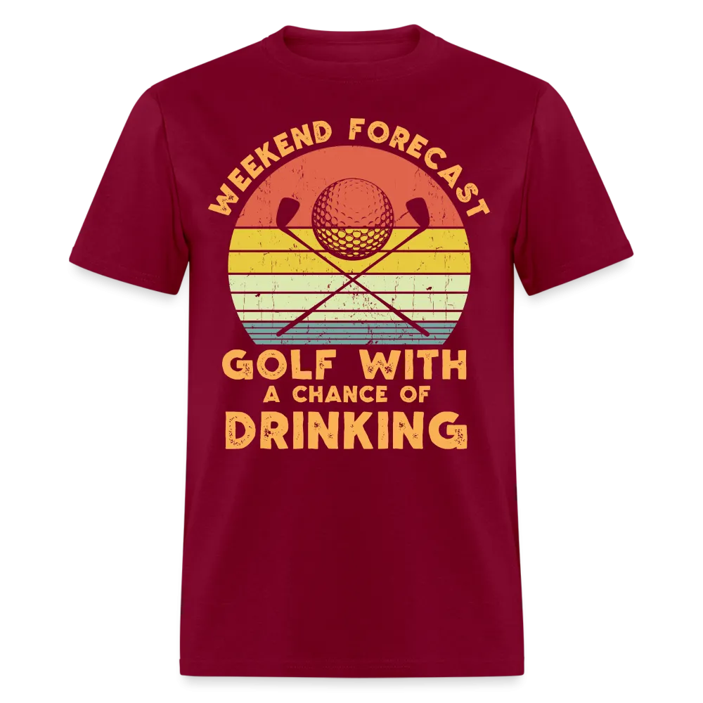 Golf With A Chance Of Drinking T-Shirt (Golf Humor Tee)