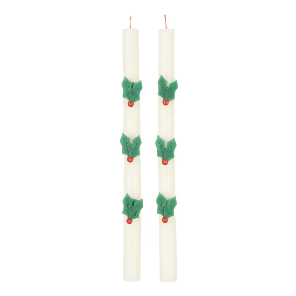 Holly Leaves Taper Candles