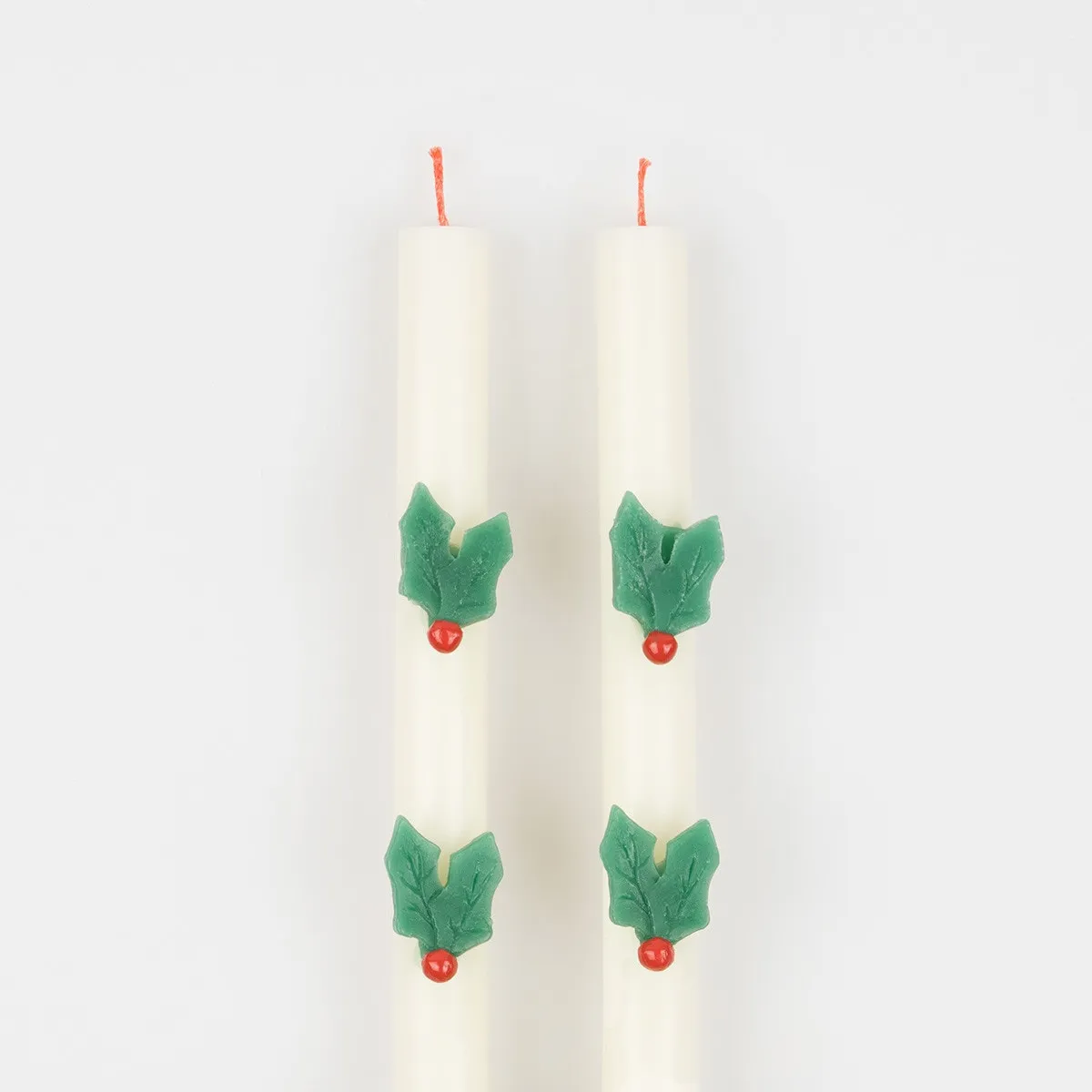 Holly Leaves Taper Candles