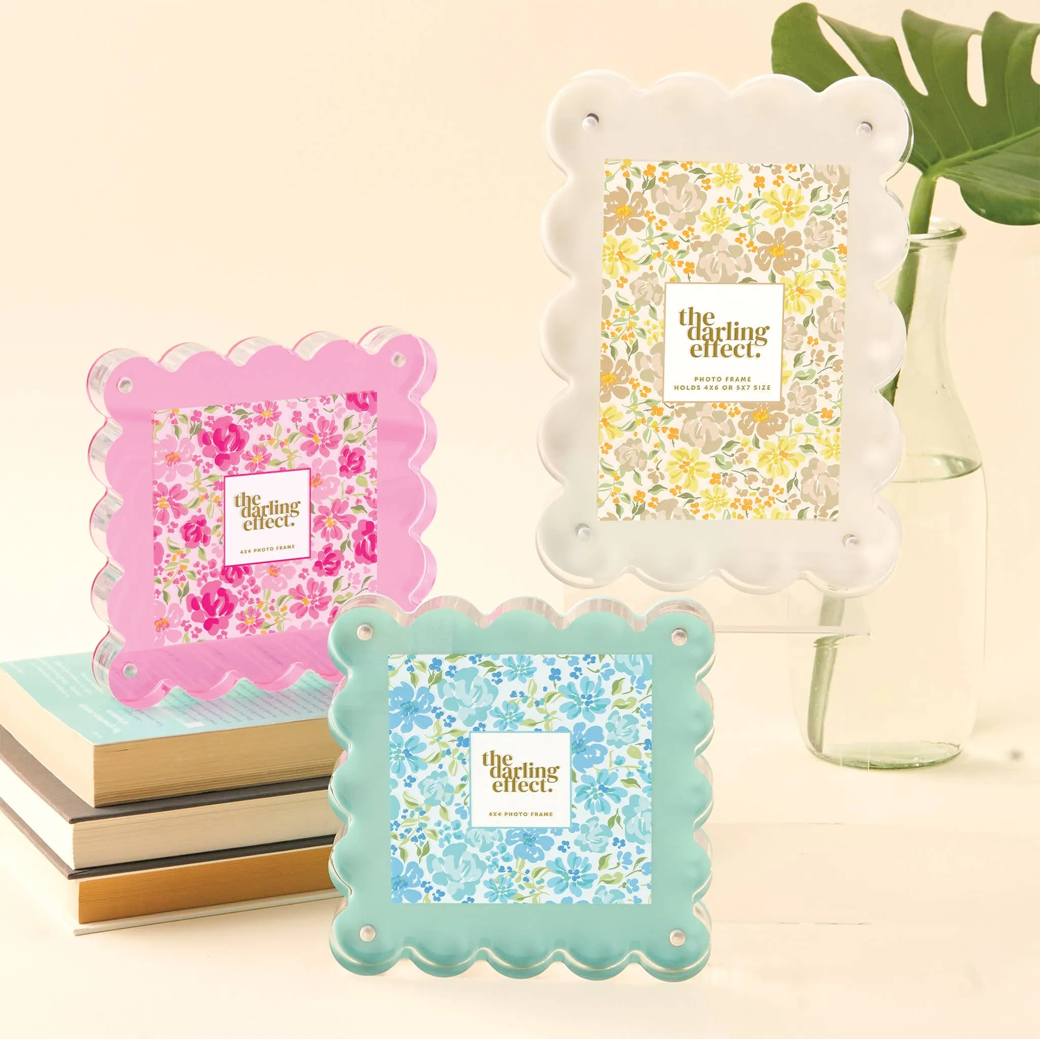 Hot Pink Square Scalloped Acrylic Frame