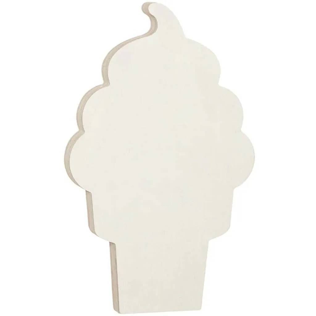 Ice Cream Cone Standing Wood Shape: 4.625 x 7.5 Inches