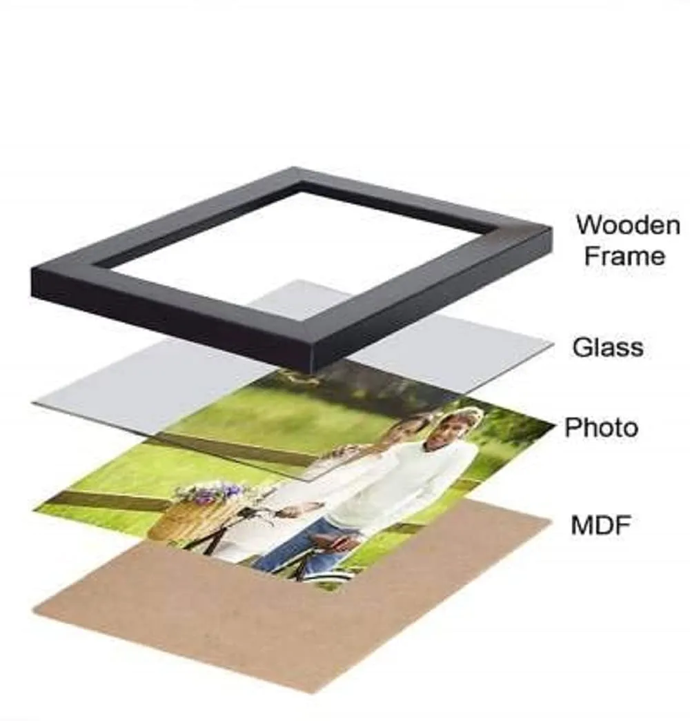 Jacky Chain Glasa Wood MDF Collage Photo Frames (Set of 7, Wall Hanging),Black Wood Photo Frame (Black, 7 Photos)