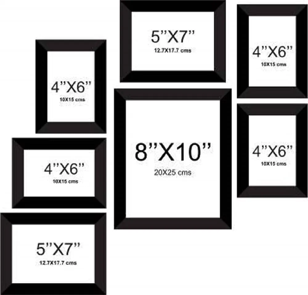 Jacky Chain Glasa Wood MDF Collage Photo Frames (Set of 7, Wall Hanging),Black Wood Photo Frame (Black, 7 Photos)