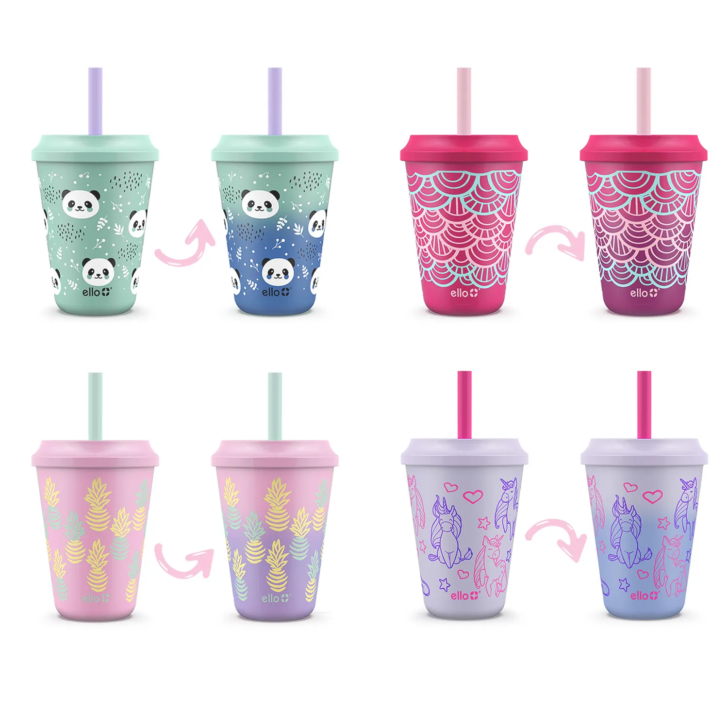 Kids 12oz Color Changing Cups 4 Pack