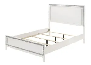 Laney Queen Bed, LED & White Finish