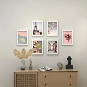 Lavany Craft A4 Size Photo Frame For Wall Set of 6 white Picture Frame For Home and Office Decoration, Size -8x12 Inches