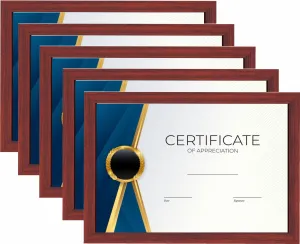 Lavanya Crafts A4 size certificate photo frame for wall set of 5 brown picture frame for home and office decoration, size -8x12 Inches (color Brown)