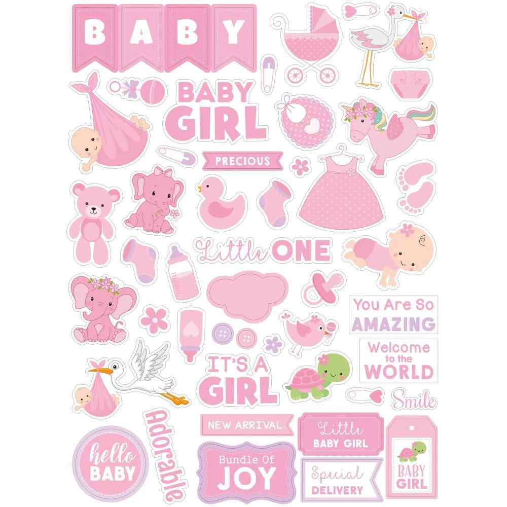 Little Birdie Little Miracle Ephemera 90 pack - Baby Girl