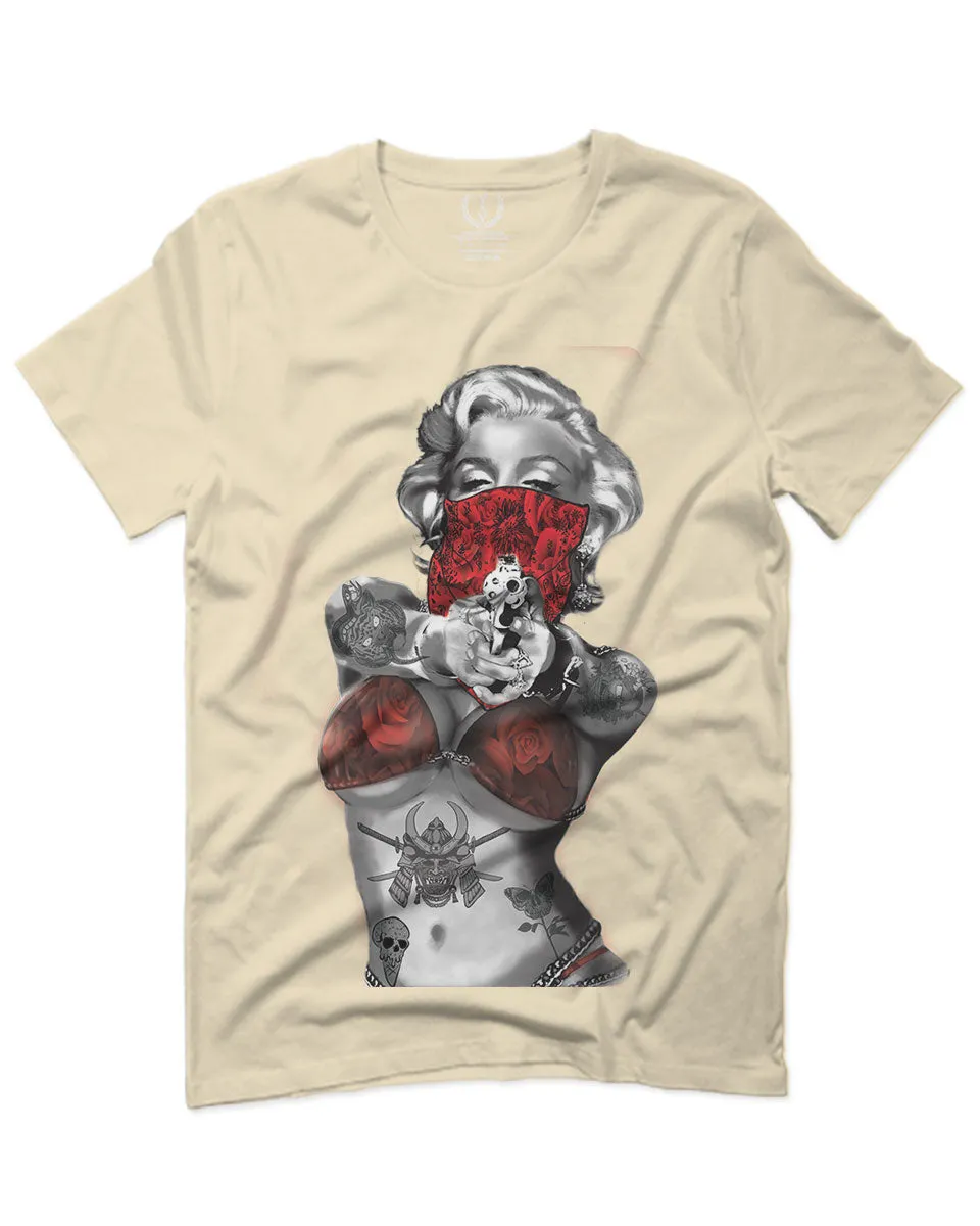 Marilyn Monroe Gangster Cool Graphic Hipster Red Roses Summer For men T Shirt