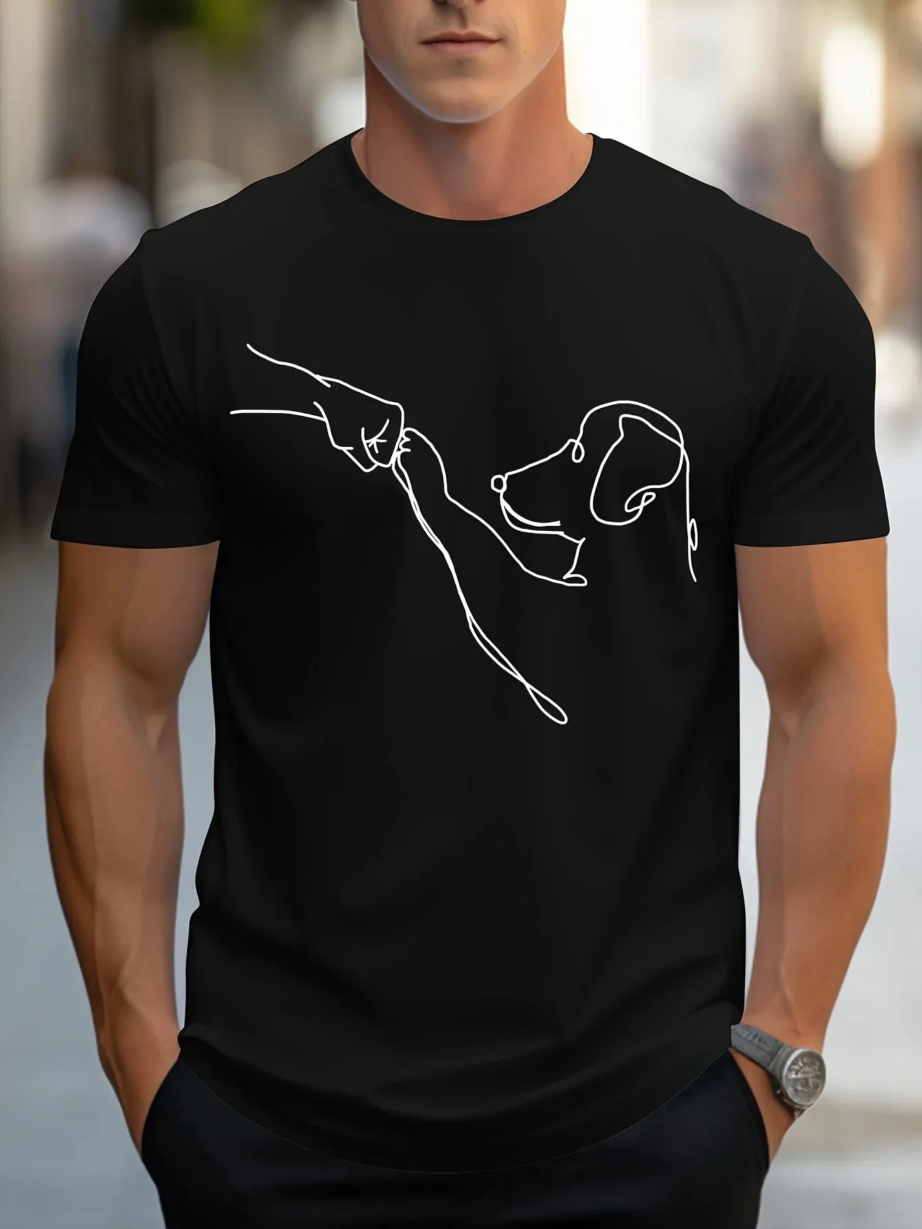 Men’s Funny Dog First Print Cotton T-Shirt