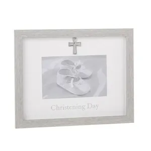 Modern Grey Christening Frame 6x4