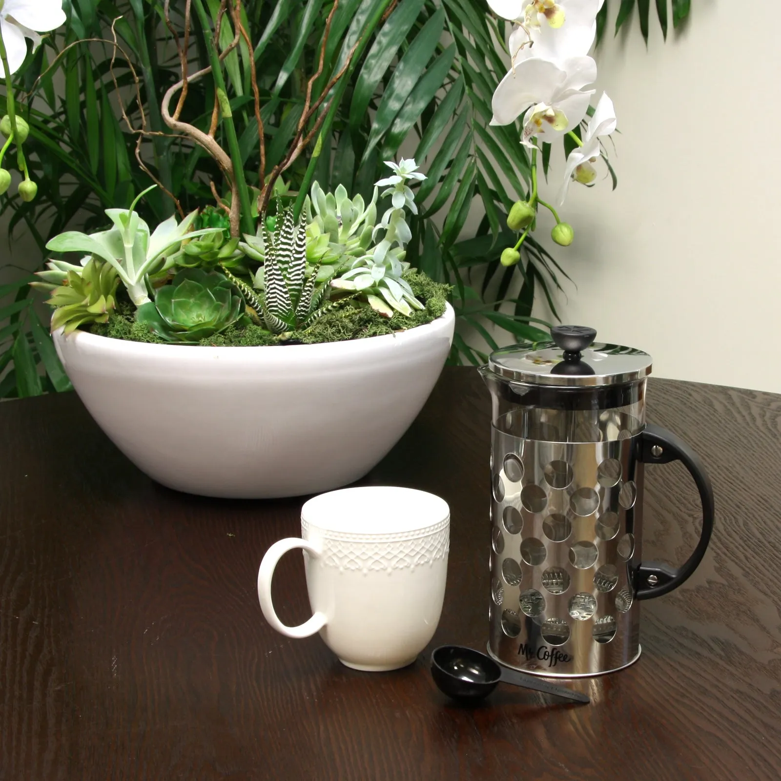 Mr. Coffee Polka Dot 32 oz. Stainless Steel Coffee Press