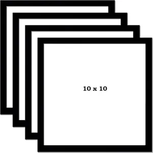 Paintings Villa 10x10 Black Square Picture Frames Set of 4 Synthetic Wood Photo Frame for Wall Display 4 frame