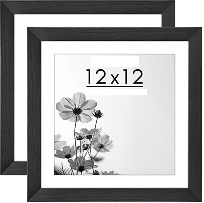 Paintings Villa 12x12 Photo Frame For Wall decoration Home Décor (Black) Set of 2