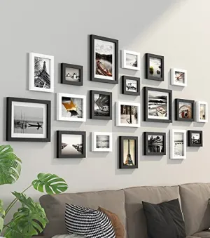 PAPER PLANE DESIGN wall photo frames set large for living room mix white frames and black picture frames (SET OF 20)