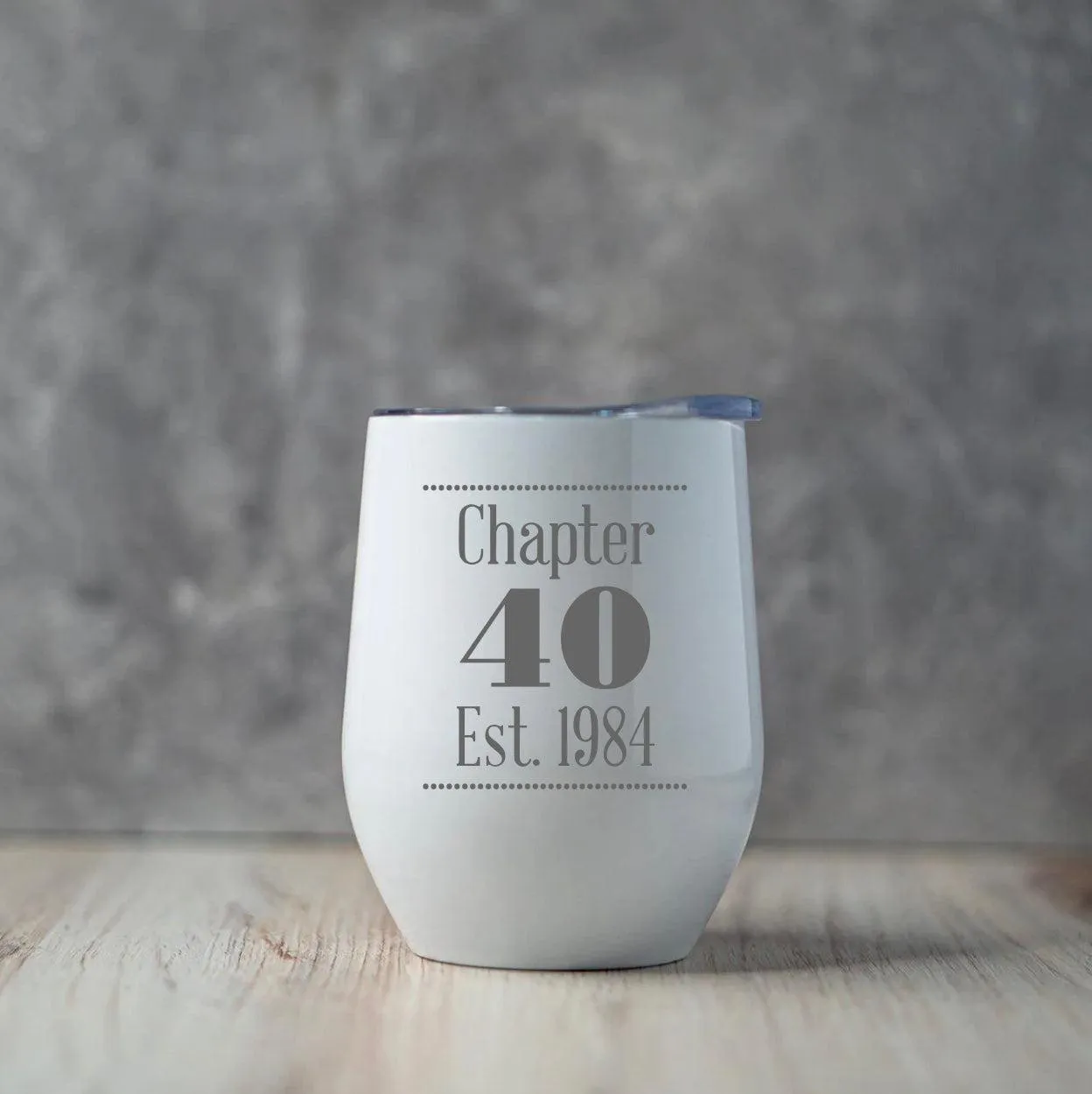 Personalized Chapter Birthday Wine Tumblers 12oz