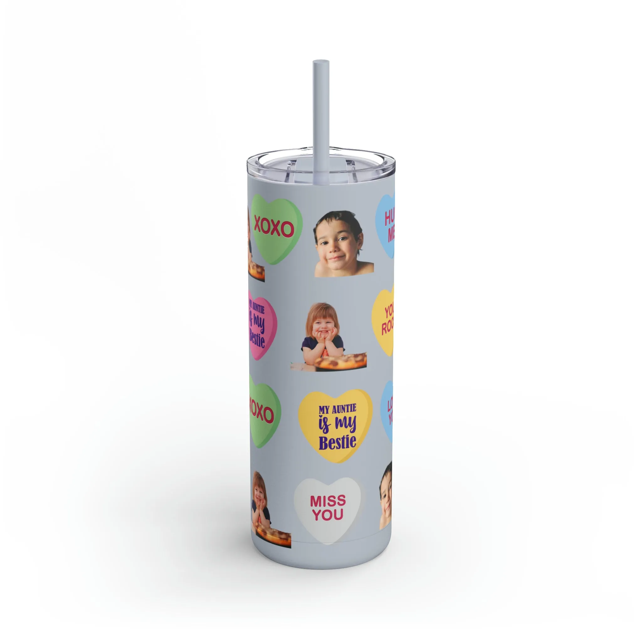 Photo Valentine Tumbler, Valentine's Day gift, Tumblers, Auntie gift, Sister gift, Gift for her, Skinny Matte Tumbler, 20oz