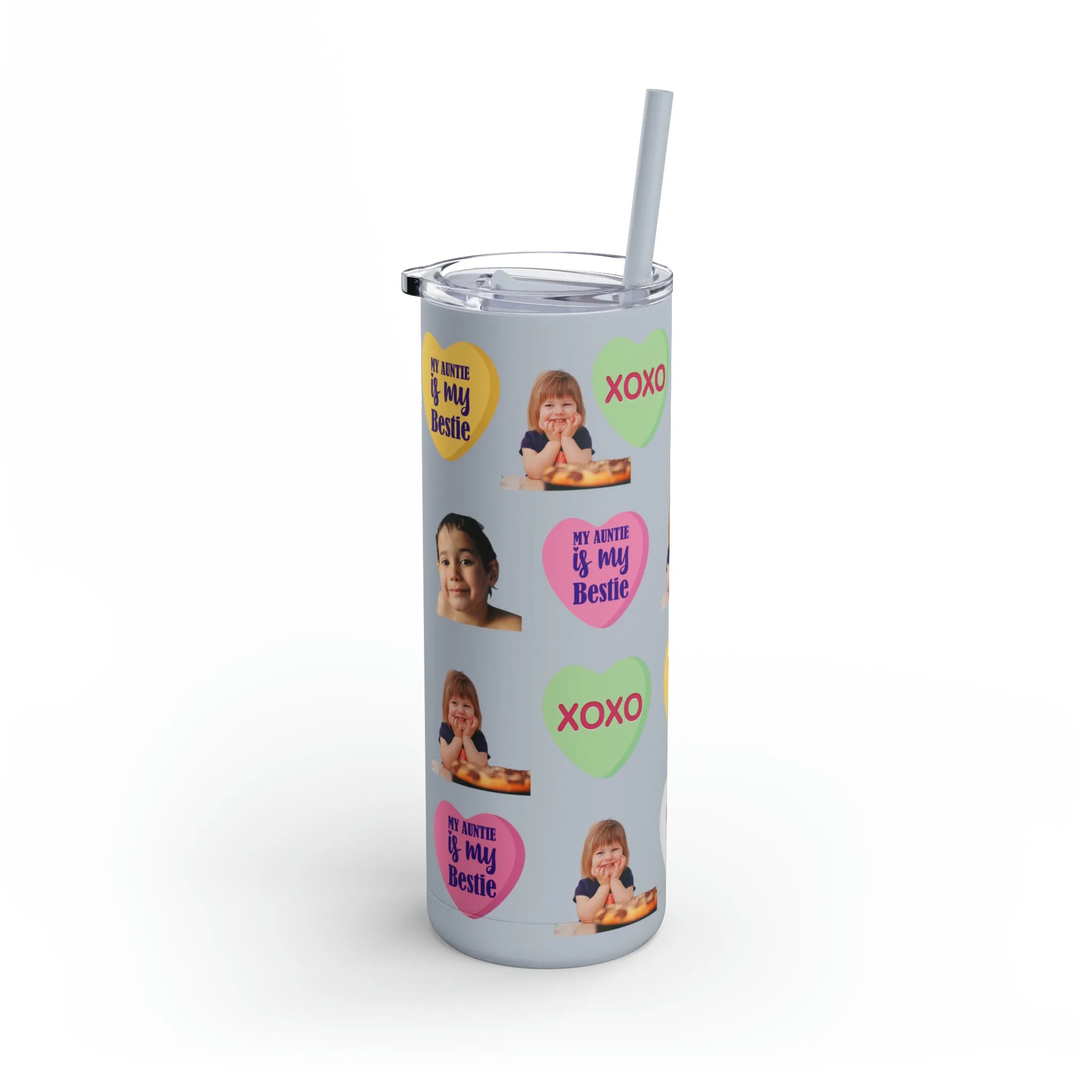 Photo Valentine Tumbler, Valentine's Day gift, Tumblers, Auntie gift, Sister gift, Gift for her, Skinny Matte Tumbler, 20oz