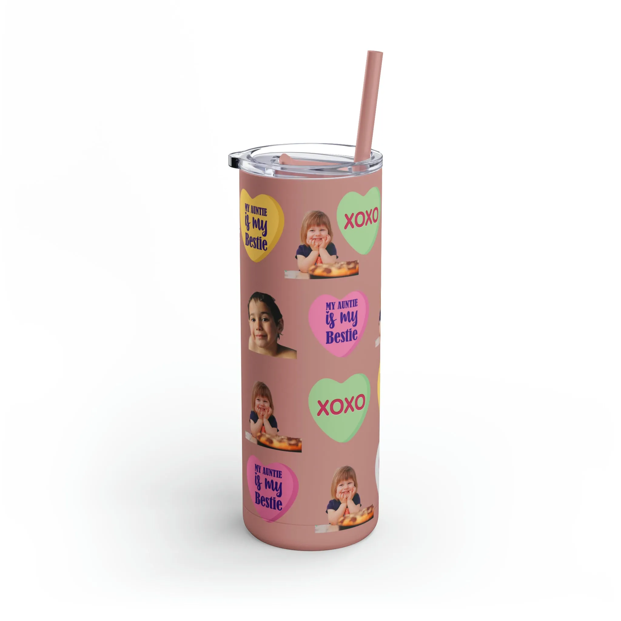 Photo Valentine Tumbler, Valentine's Day gift, Tumblers, Auntie gift, Sister gift, Gift for her, Skinny Matte Tumbler, 20oz