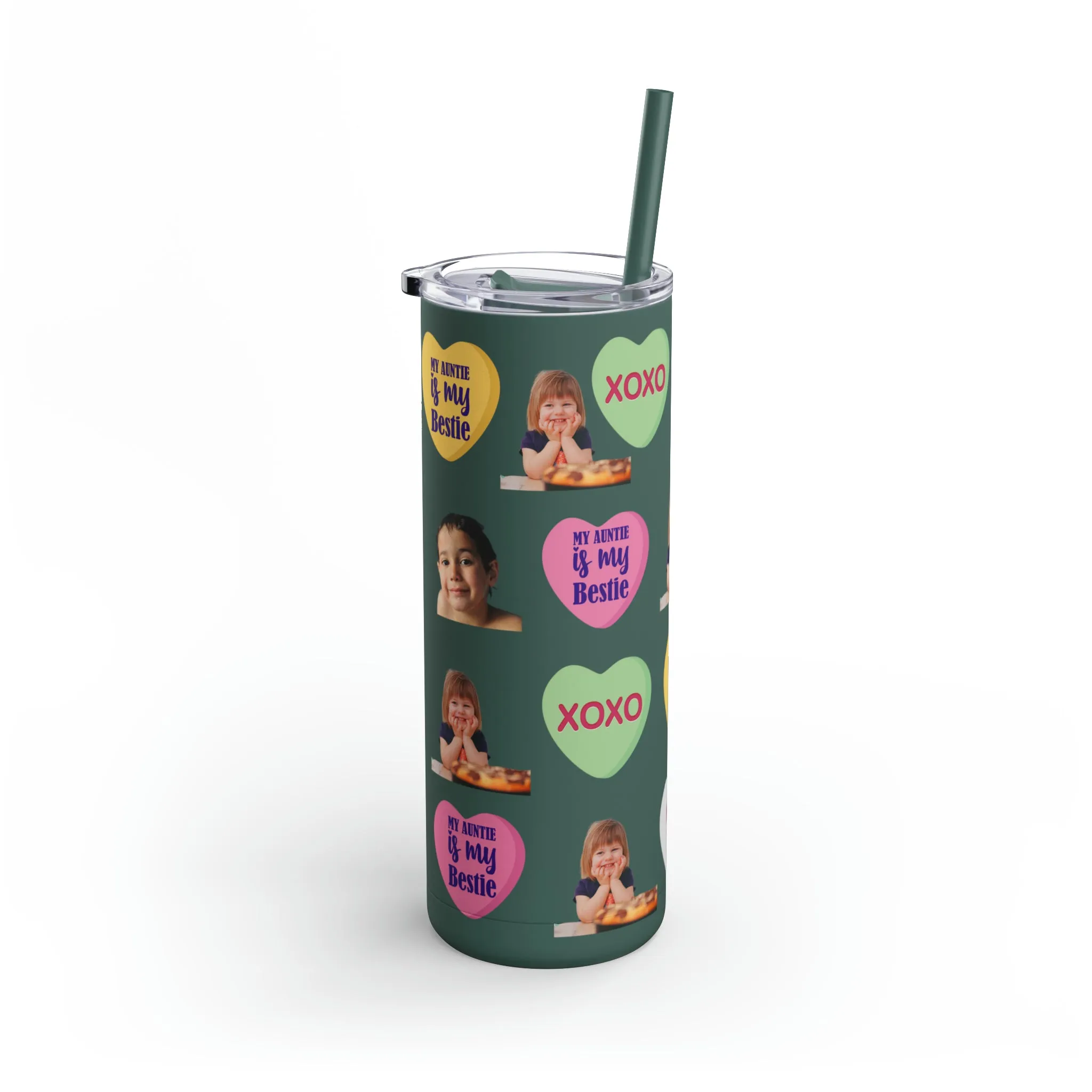 Photo Valentine Tumbler, Valentine's Day gift, Tumblers, Auntie gift, Sister gift, Gift for her, Skinny Matte Tumbler, 20oz