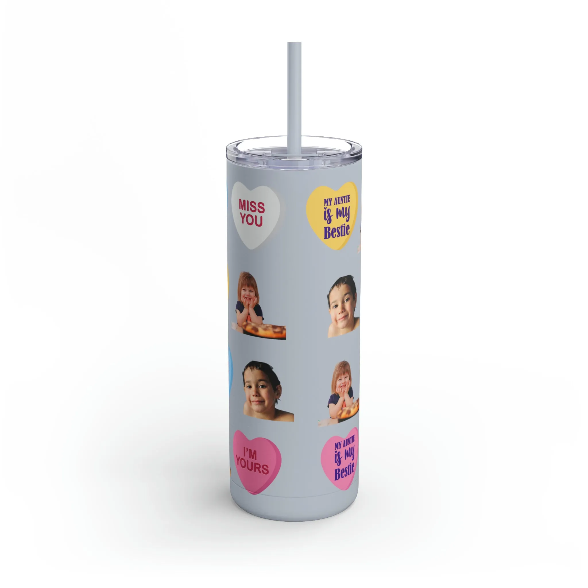 Photo Valentine Tumbler, Valentine's Day gift, Tumblers, Auntie gift, Sister gift, Gift for her, Skinny Matte Tumbler, 20oz