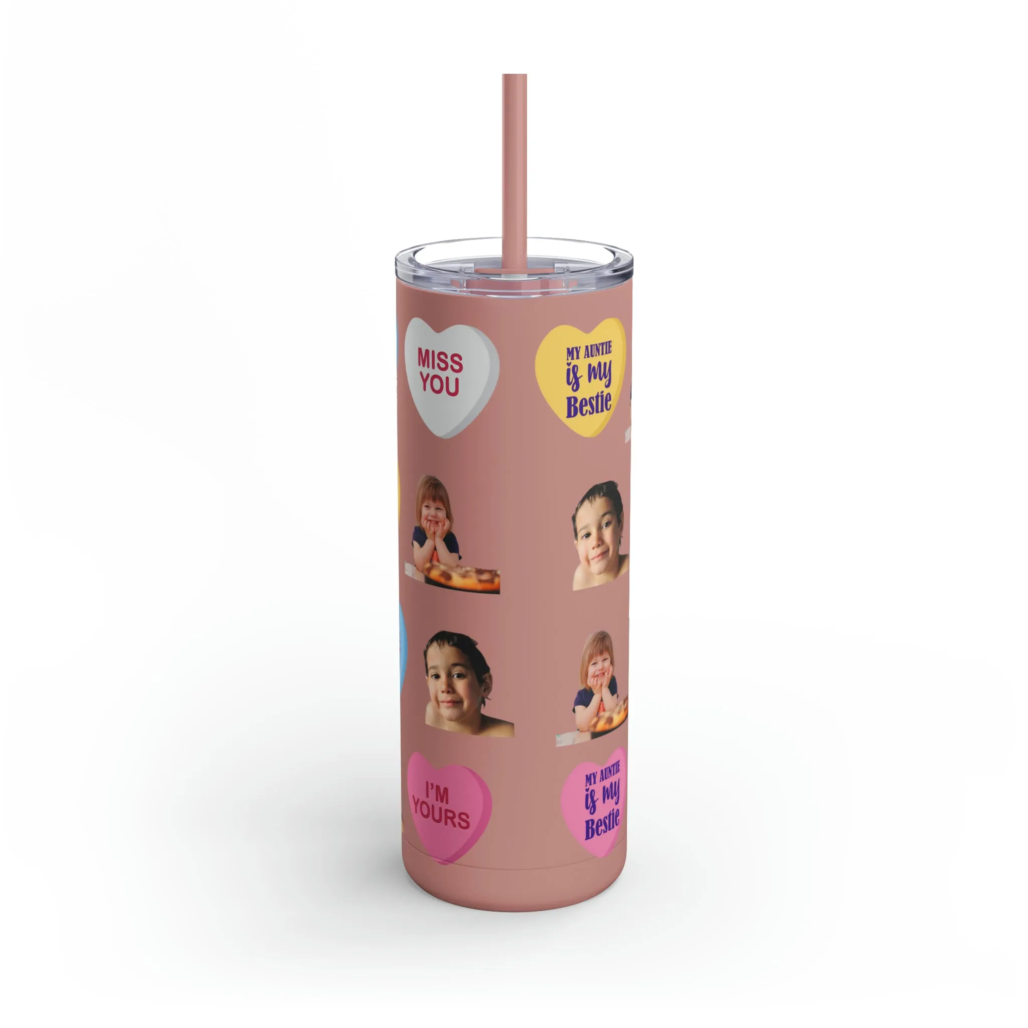Photo Valentine Tumbler, Valentine's Day gift, Tumblers, Auntie gift, Sister gift, Gift for her, Skinny Matte Tumbler, 20oz