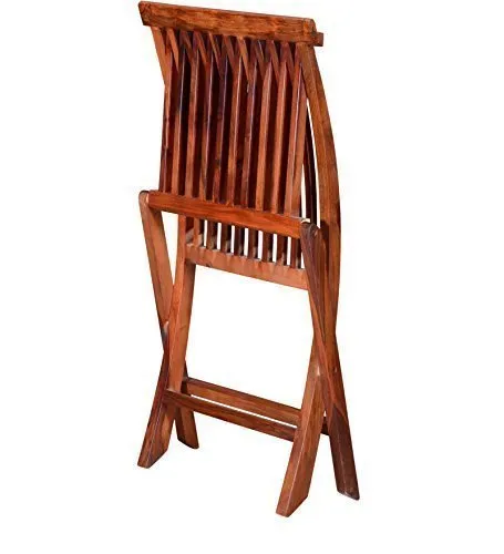 Porash Furniture Sheesham Wood Foldable Patio Center Coffee Table Set with 2 Chair for Home Tea Tables for Balcony Garden and Outdoor (Rich Walnut Finish) | 1 Year Warranty
