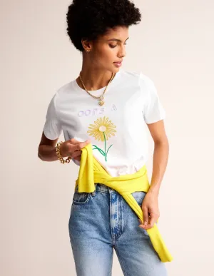 Rosa Embroidered T-Shirt-White, Oops A Daisy