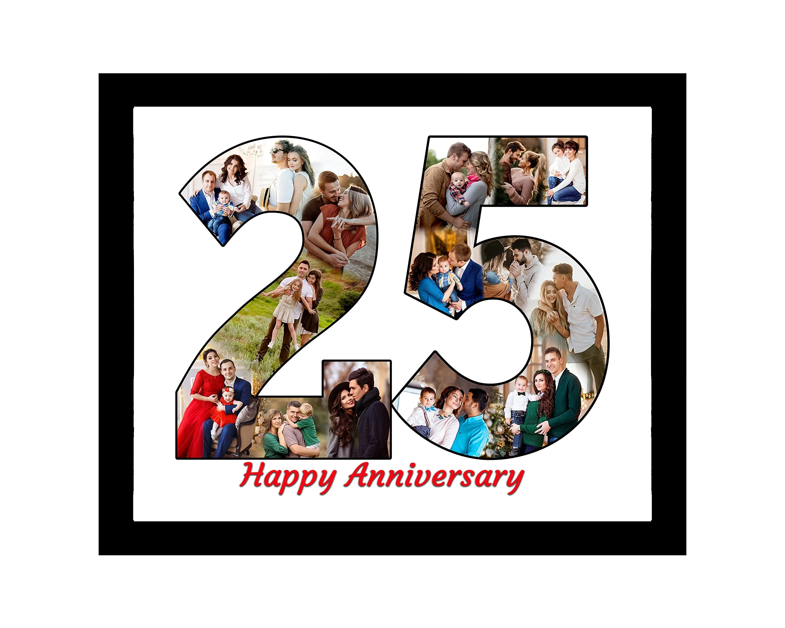 Shri Kanth Art® Customized 25th Squre Shape Wooden Photo Frame | Personalized Wall Mount Decor | Silver Jubilee Giftpack |ize: - 12 x 15 inch