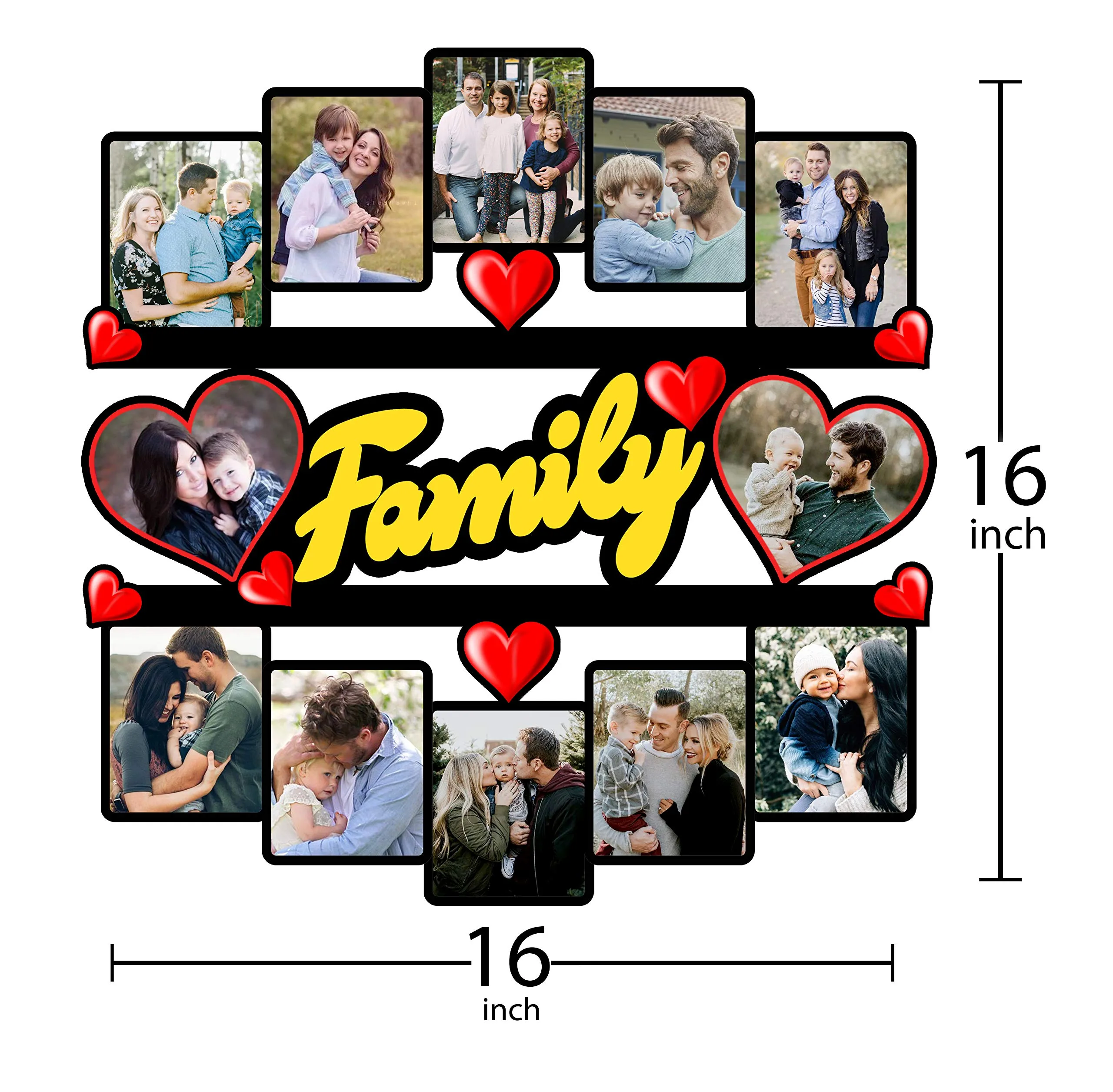 Shri Kanth Art® Customized Family Photo Frames Perfect for Birthday And Anniversary Gift Best Memories Wooden Photo Frame Wall Art Decor Gift (Size:- 16 x 16 Inch)