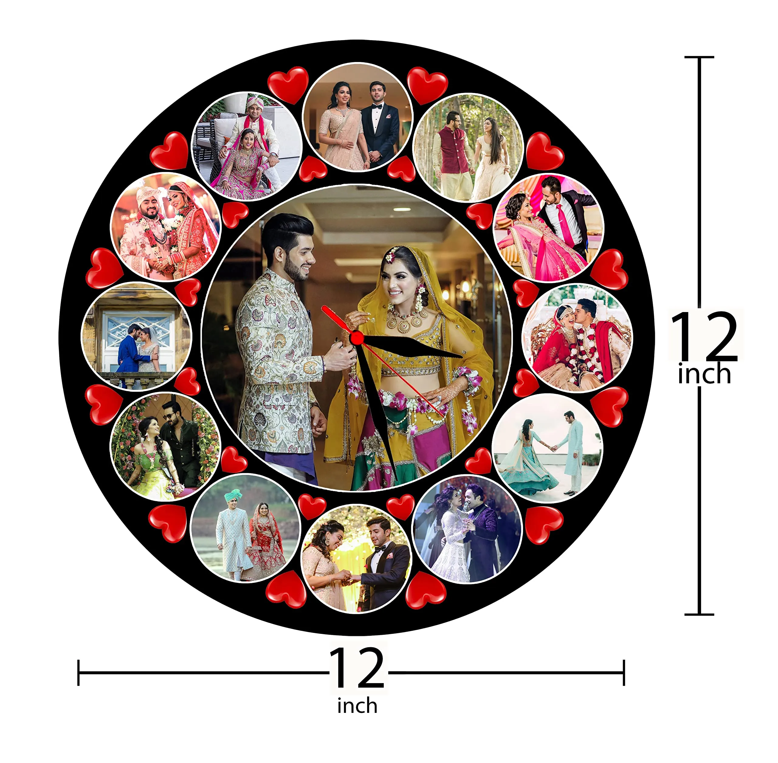Shri Kanth Art® Personalised Round Photo Frame | Collage Photo Frame | Ideal for Gift for Birthday Photo Frame | Home Wall Decor Photo Frame Gift (12 x 12)
