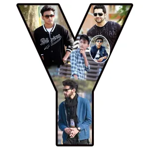 Shri Kanth Art® Personalized Alphabets for Gift and Home Decor Wood Photo Collage (Multicolored) (Frame:- Y)| Happy Birthday, Anniversary Photo Cut Out Frame for Boy & Girl for Gift