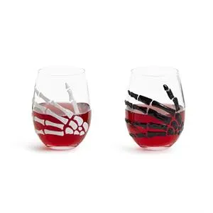 SKELETON HAND STEMLESS WINE GLASS