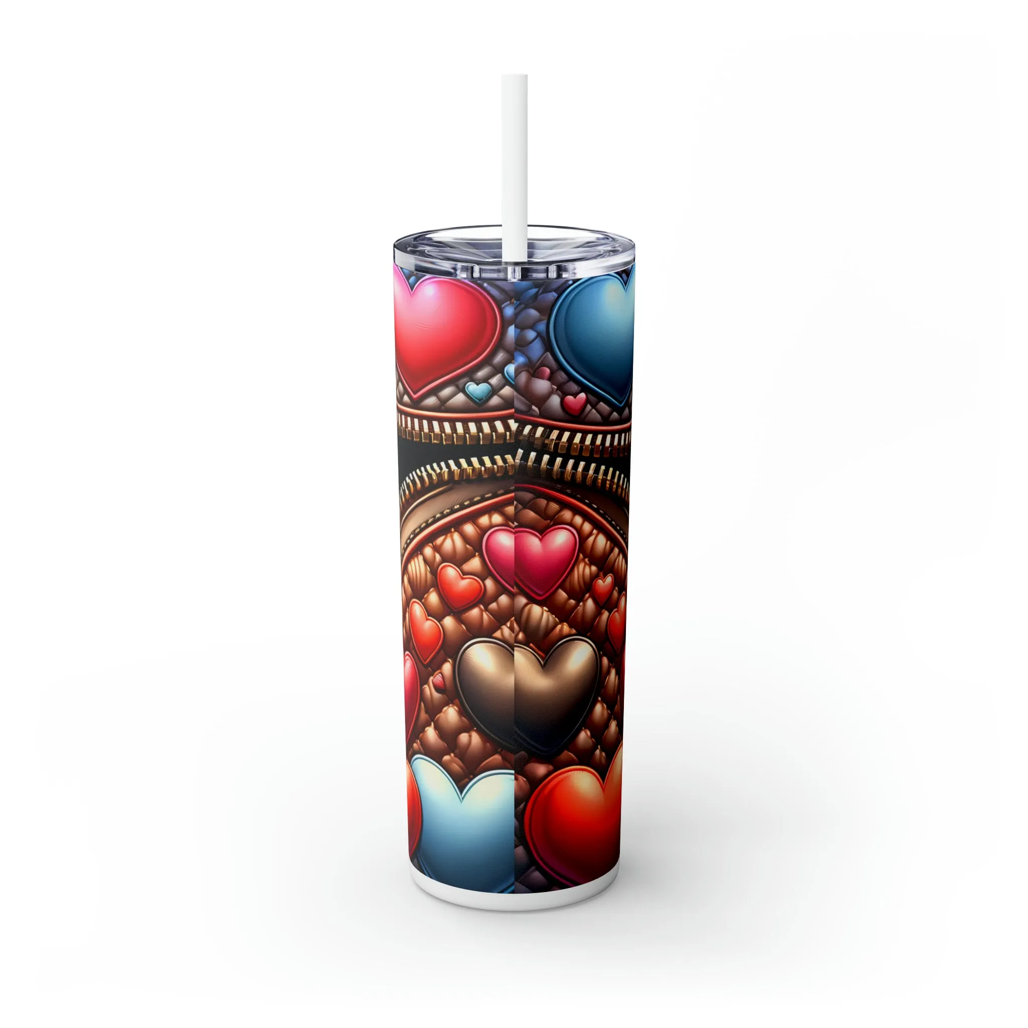 Skinny Tumbler with Straw, 20oz, Cat, Valentines Day, awd-906