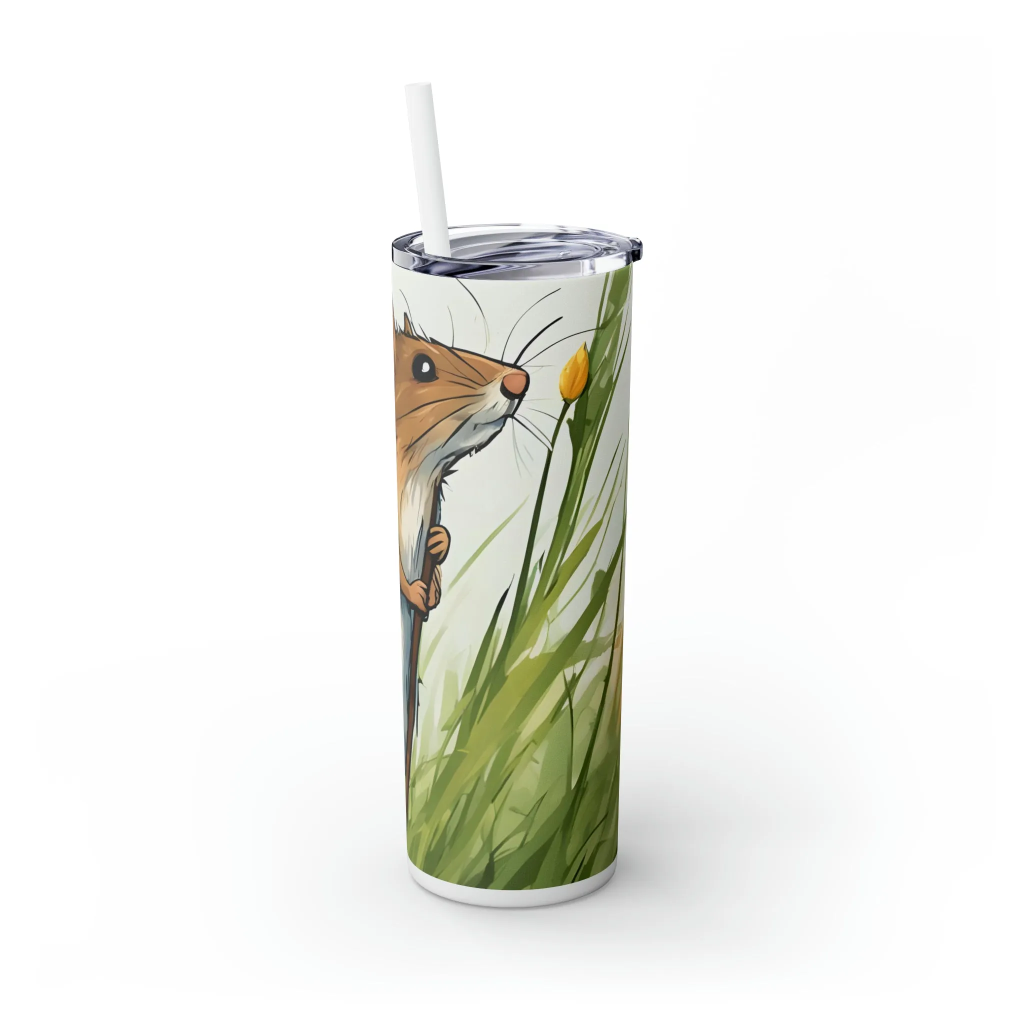 Skinny Tumbler with Straw, 20oz, Cute Mouse