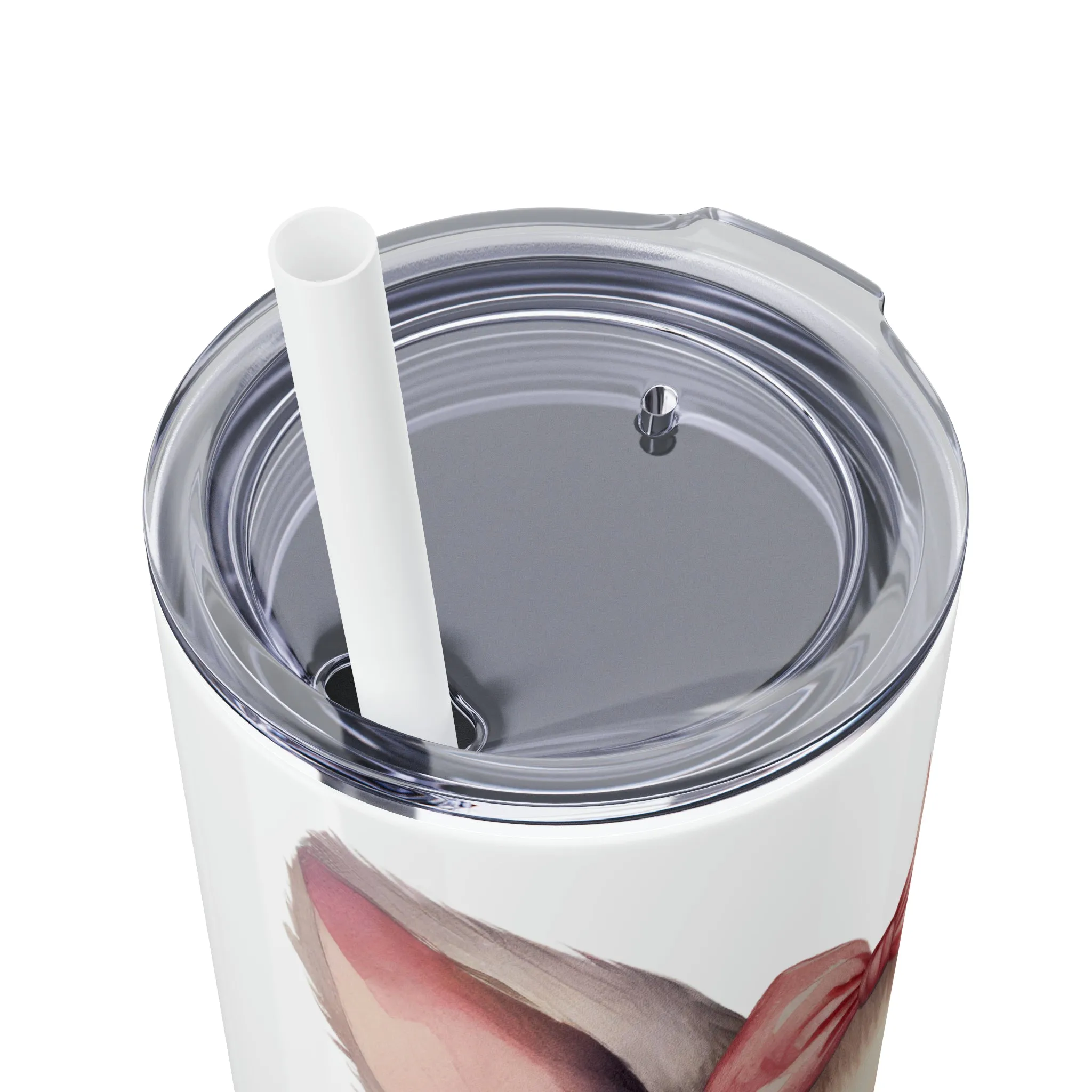 Skinny Tumbler with Straw, 20oz, Easter, Rabbit with Eggs, awd-1341