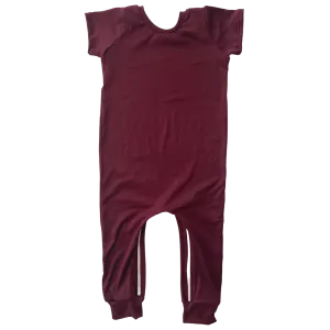 Solid Merlot Zip Romper