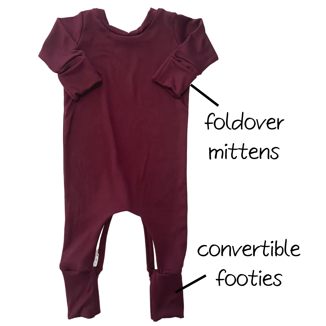 Solid Merlot Zip Romper