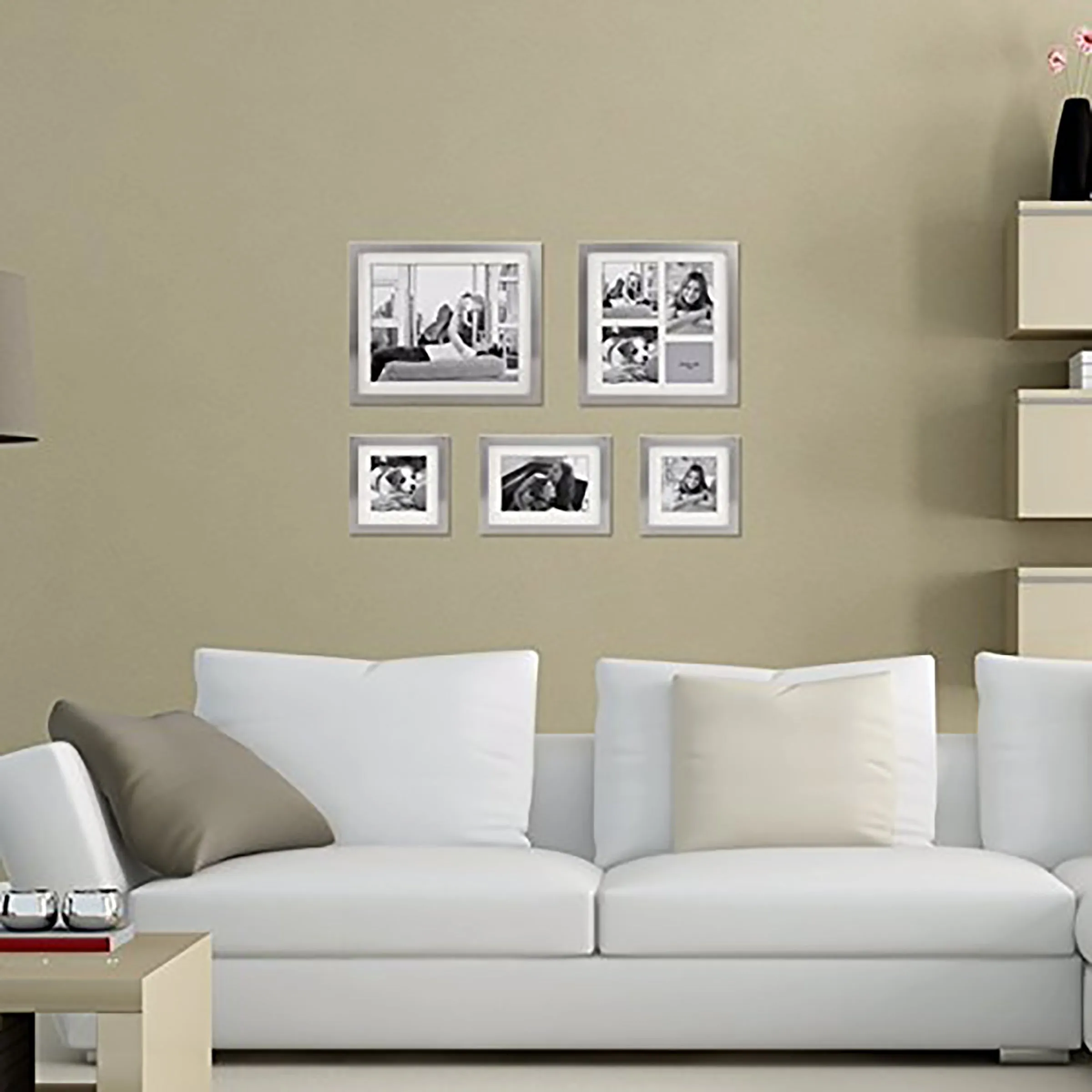 Stamped Matte Silver 5 Piece Gallery Photo Frame Set (WS)