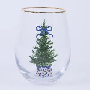 Stemless Wine Glass- Fancy & Festive Tree