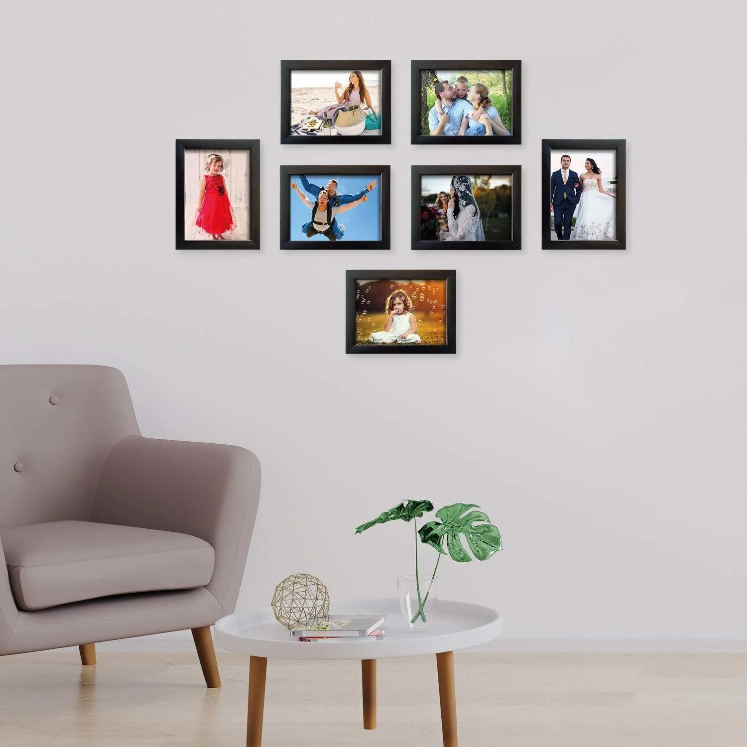 Stuthi Arts Wood Personalized, Customized Gift Best Friends Reel Photo Collage gift for Friends, BFF with Frame, Birthday Gift,Anniversary Gift Wall (Black, 7 Photo(s), 7x5-7)