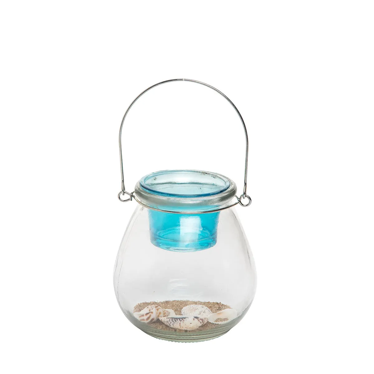 Teal Floating Tealight with Sand & Shells