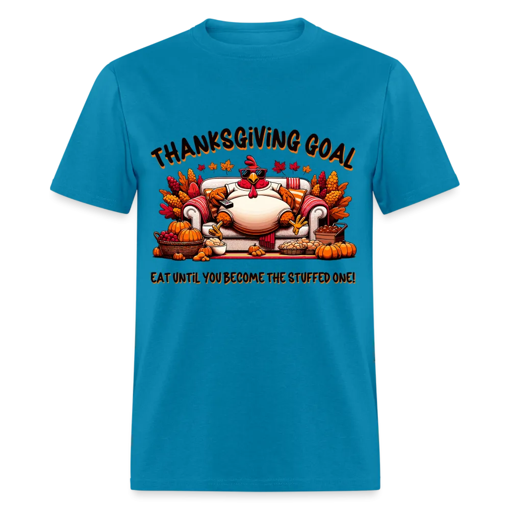 Thanksgiving Goal Stuff Turkey on Couch T-Shirt